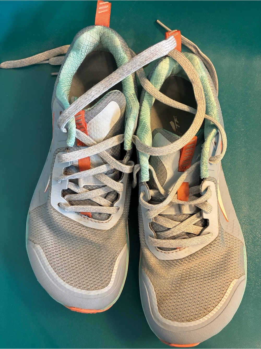 Women’s Altra Timp 3 Trail Running Shoes Blue & Mint with Orange Accents